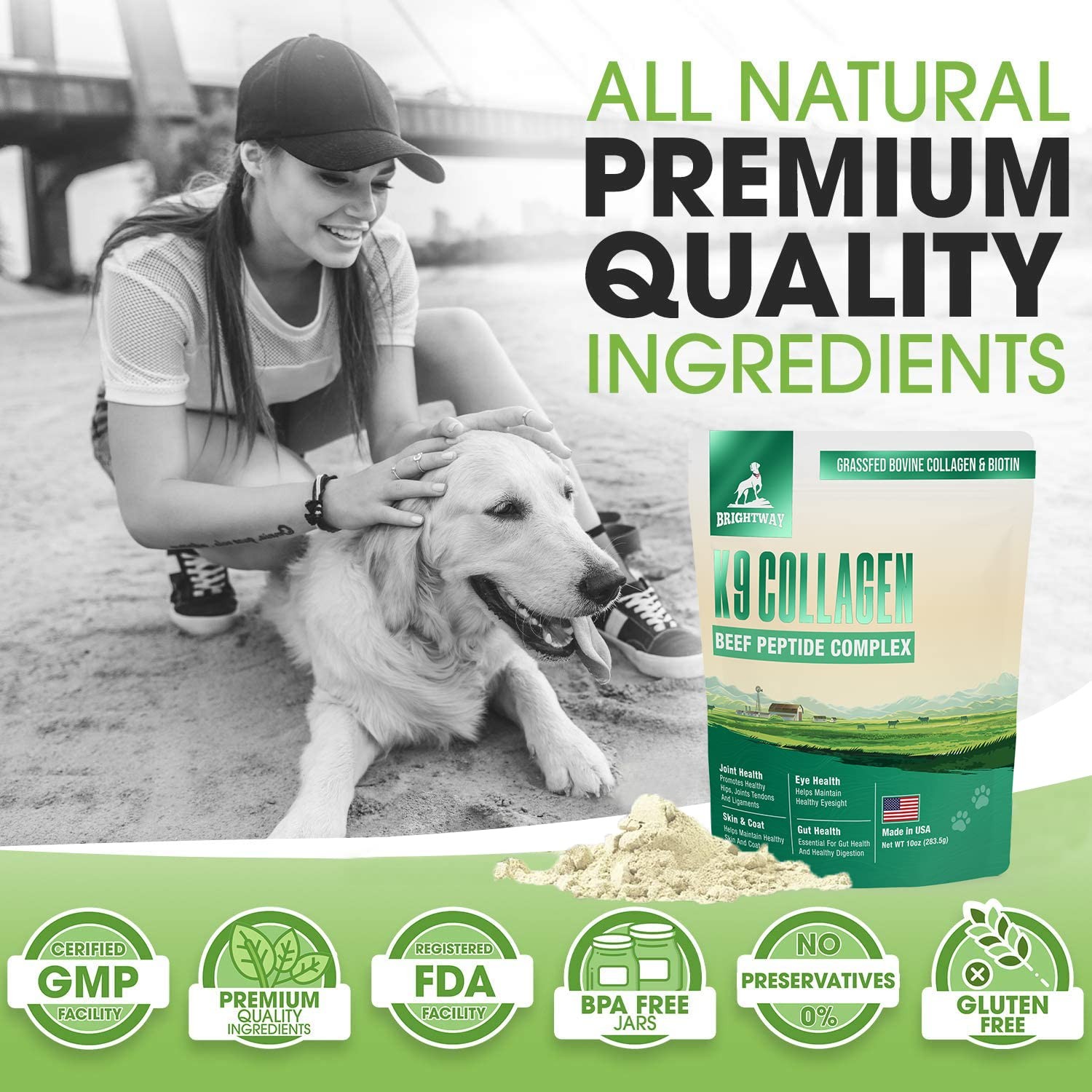 K9 Collagen PEPTIDE Complex W/BIOTIN – Hip & Joint 8 Ounce (Pack of 1)