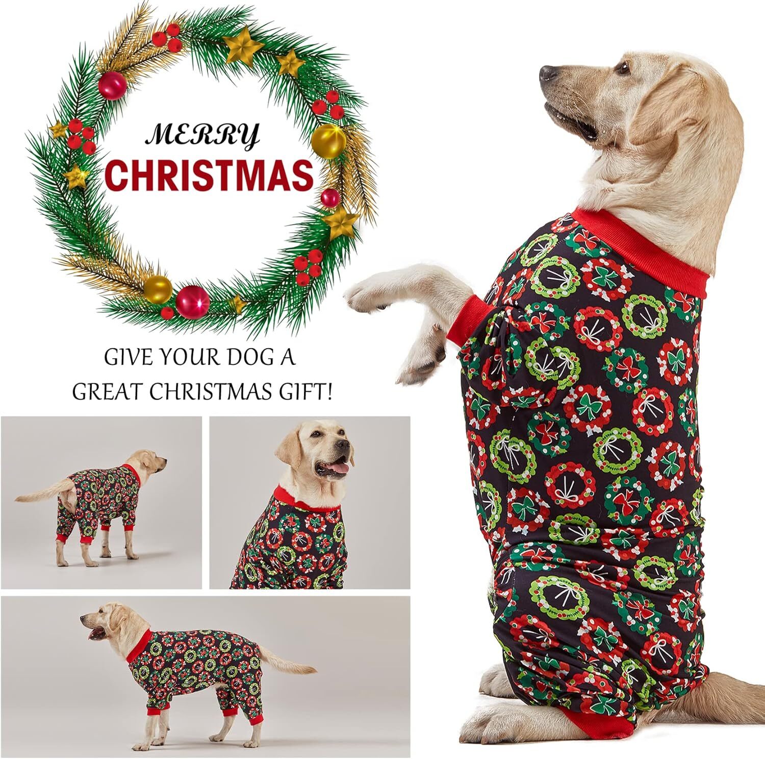 LovinPet Dog Pet Pitbull Pajamas Christmas Holiday Costume Pullover Outfit Shirt