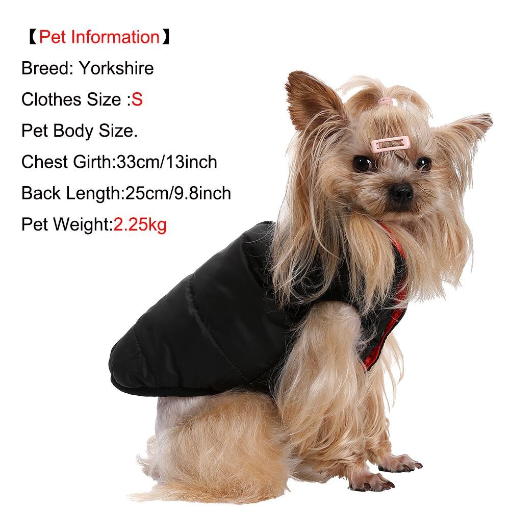 Reversible Waterproof Dog Jacket with Zipper Warm Windproof Pet Coat