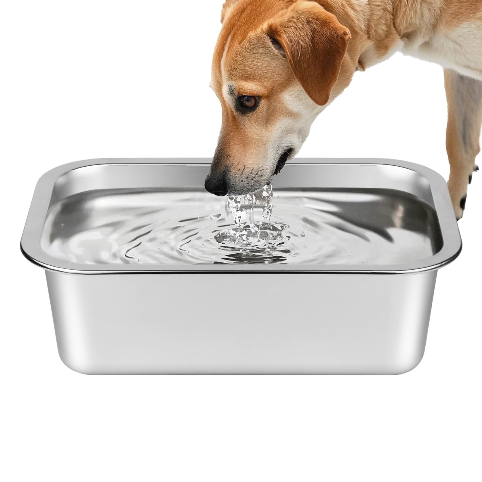 Ohtomber Stainless Steel 1.25 Gallons Large Dog Water Bowl Metal Pet Dog Wate…