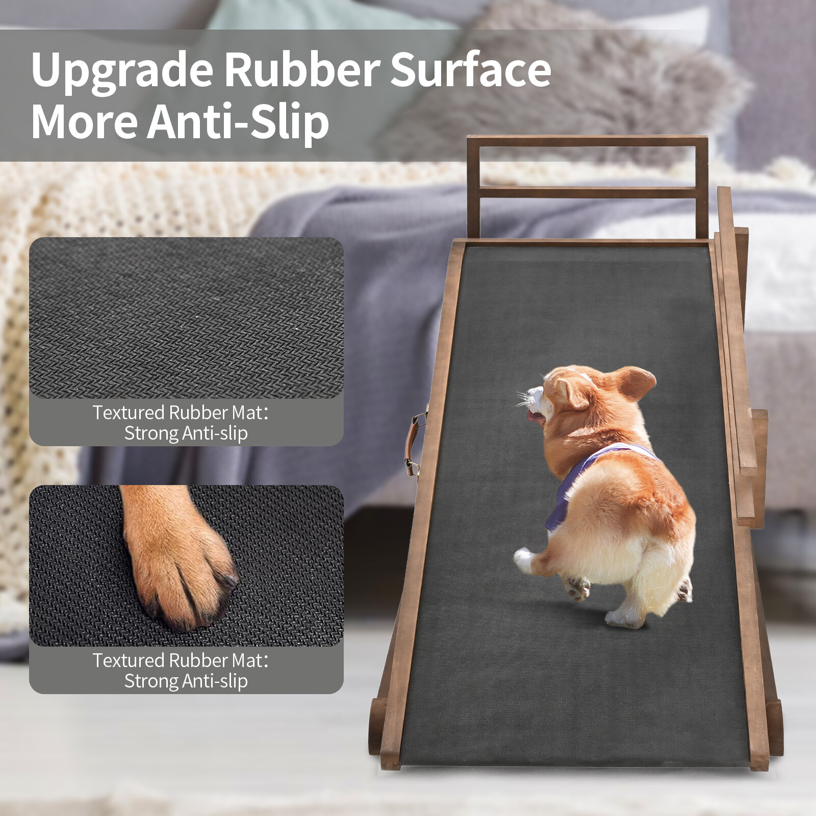 NAIZEA 63″ L Dog Ramp, Extra Large Adjustable Folding Pet Ramp With Side Rails