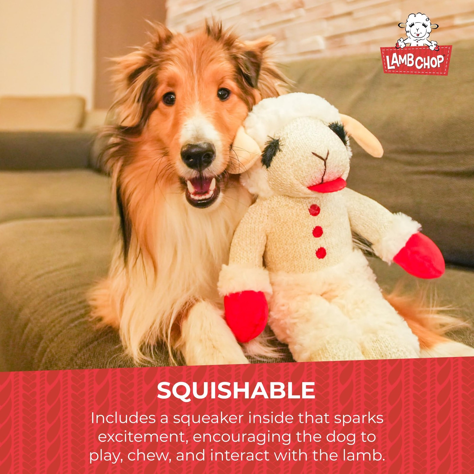 Officially Licensed Lamb Chop Jumbo White Plush Dog Toy, 24-Inch