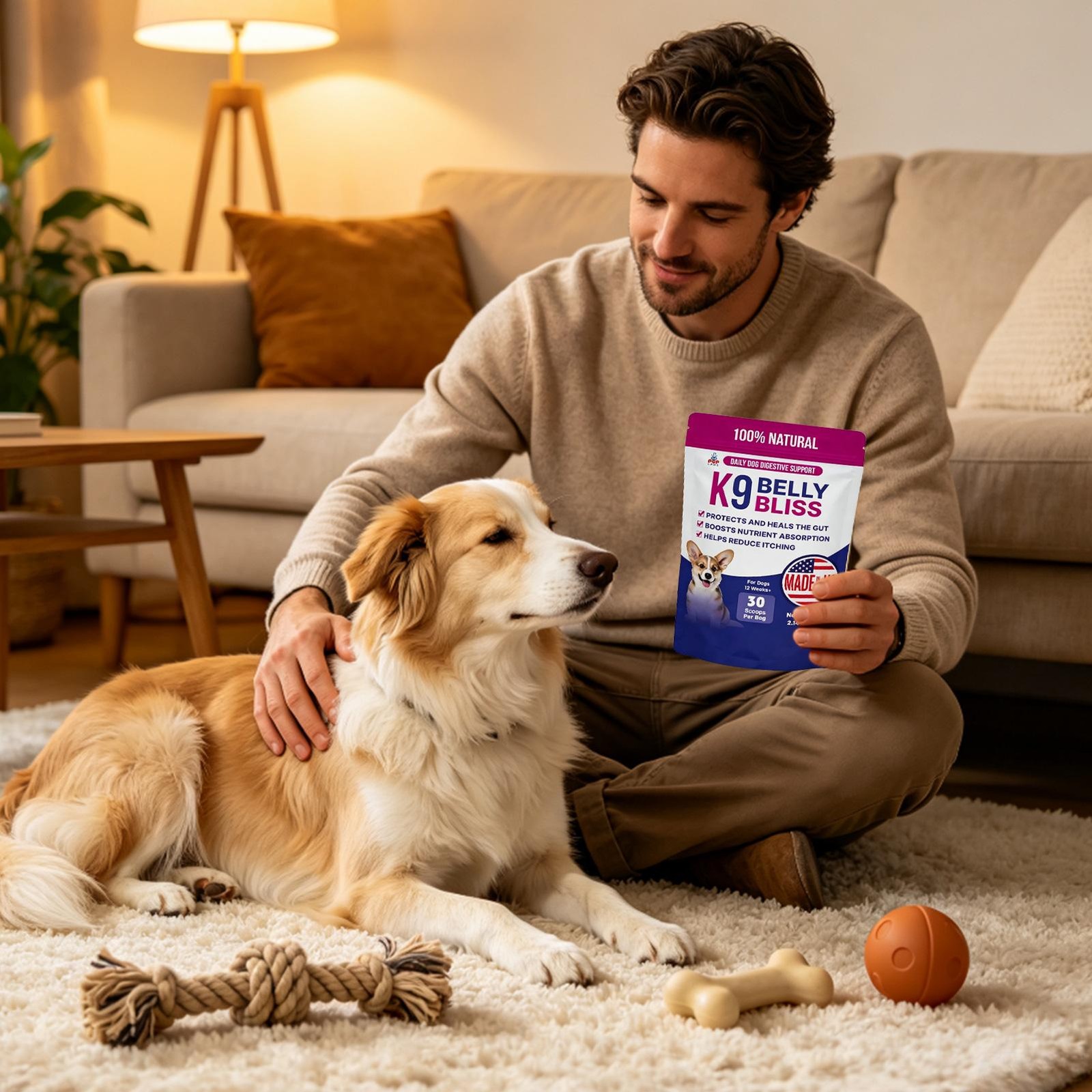 K9 Belly Bliss Dog Probiotic Powder 30 Scoops Gut Digestive Support