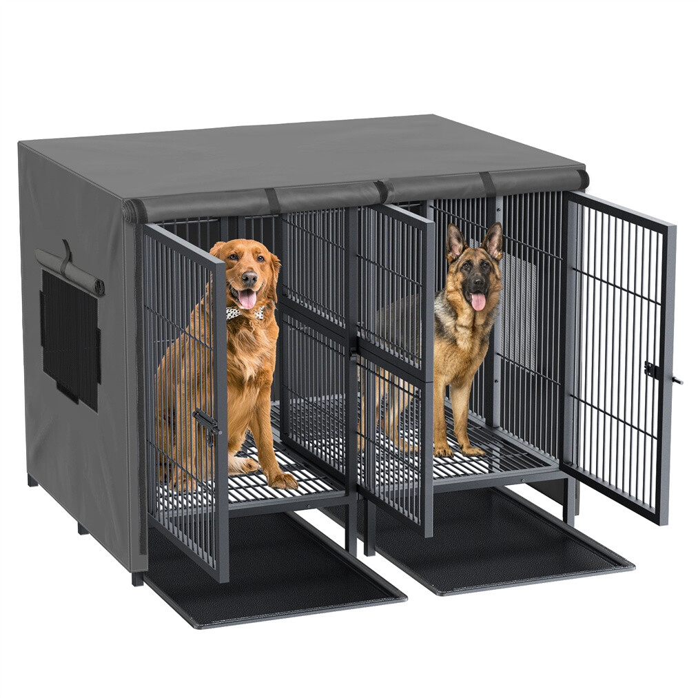 XXXL Giant Premium Dog Crate Cage Pet Kennel Divider Playpen Dual Door & Tray