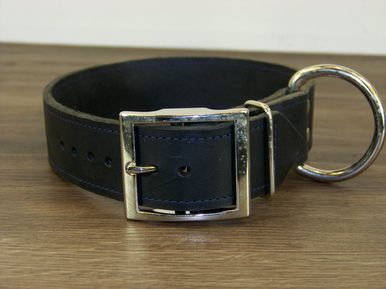 1 – 1/2 Inch-Wide Top Quality Leather Dog Collar W/ Stitching Made in USA