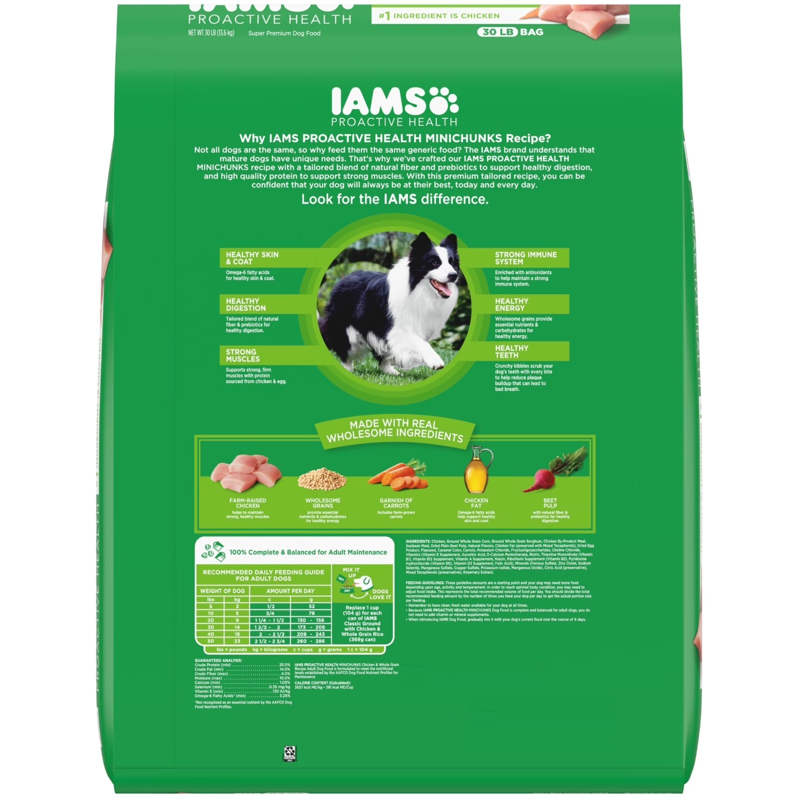 Iams Proactive Health Minichunk Dry Dog Food Real Chicken Whole Grains,30 lb Bag