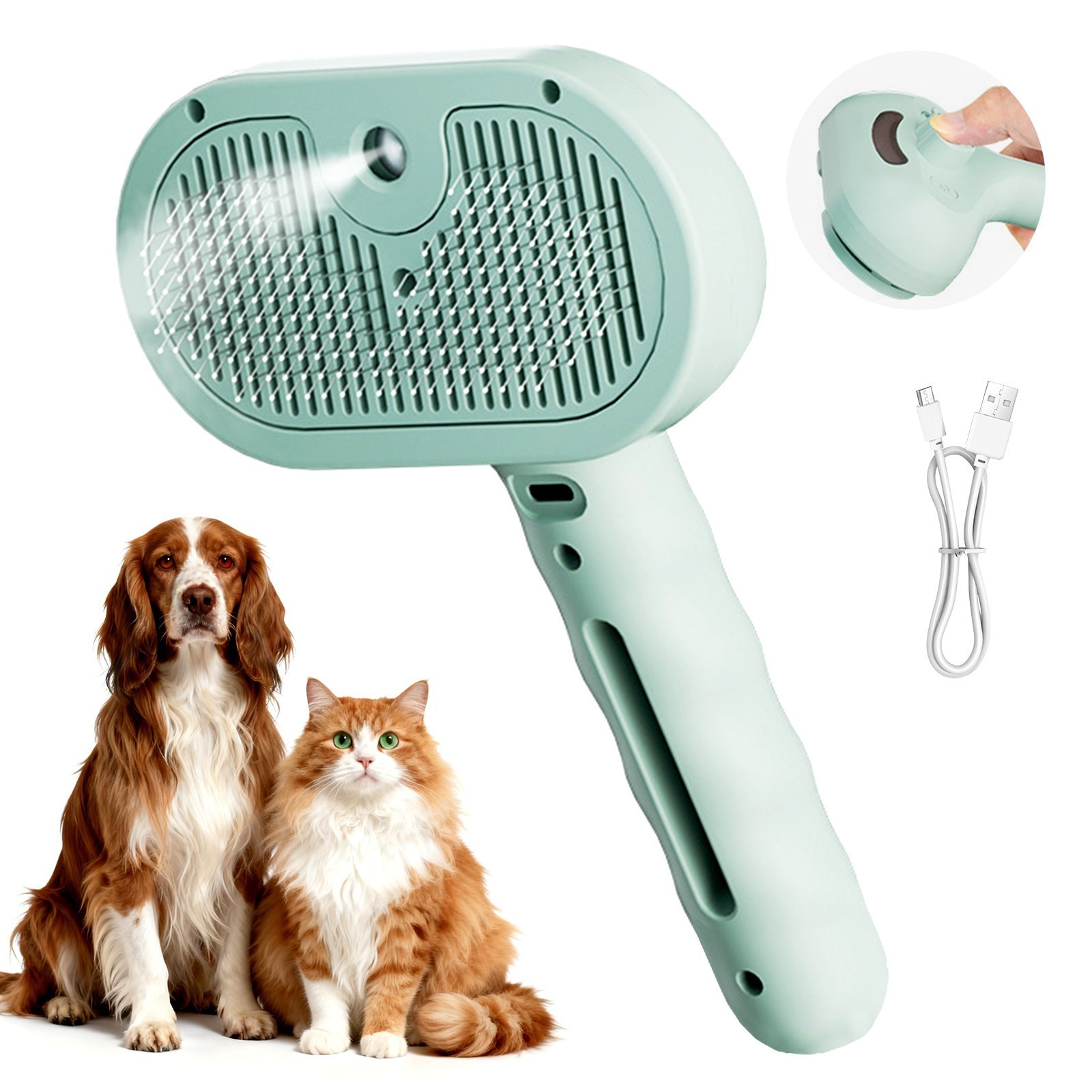 Pet Steam Brush for Dog & Cat – 3-in-1 Steam Grooming Brush for Shedding & Hair