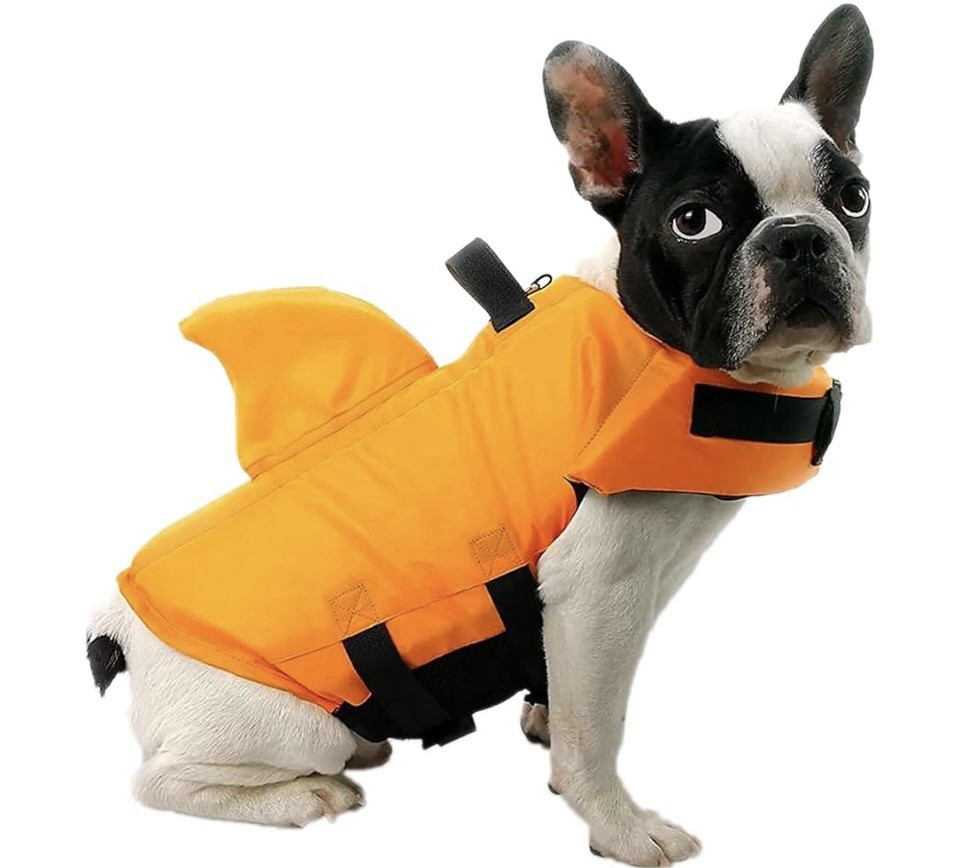 Dog Cat Life Jacket Swimming Safety Vest Pull Handle High Visibility Medium Ne